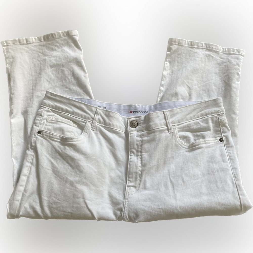 Liz Claiborne Sara Crop White Jeans 18